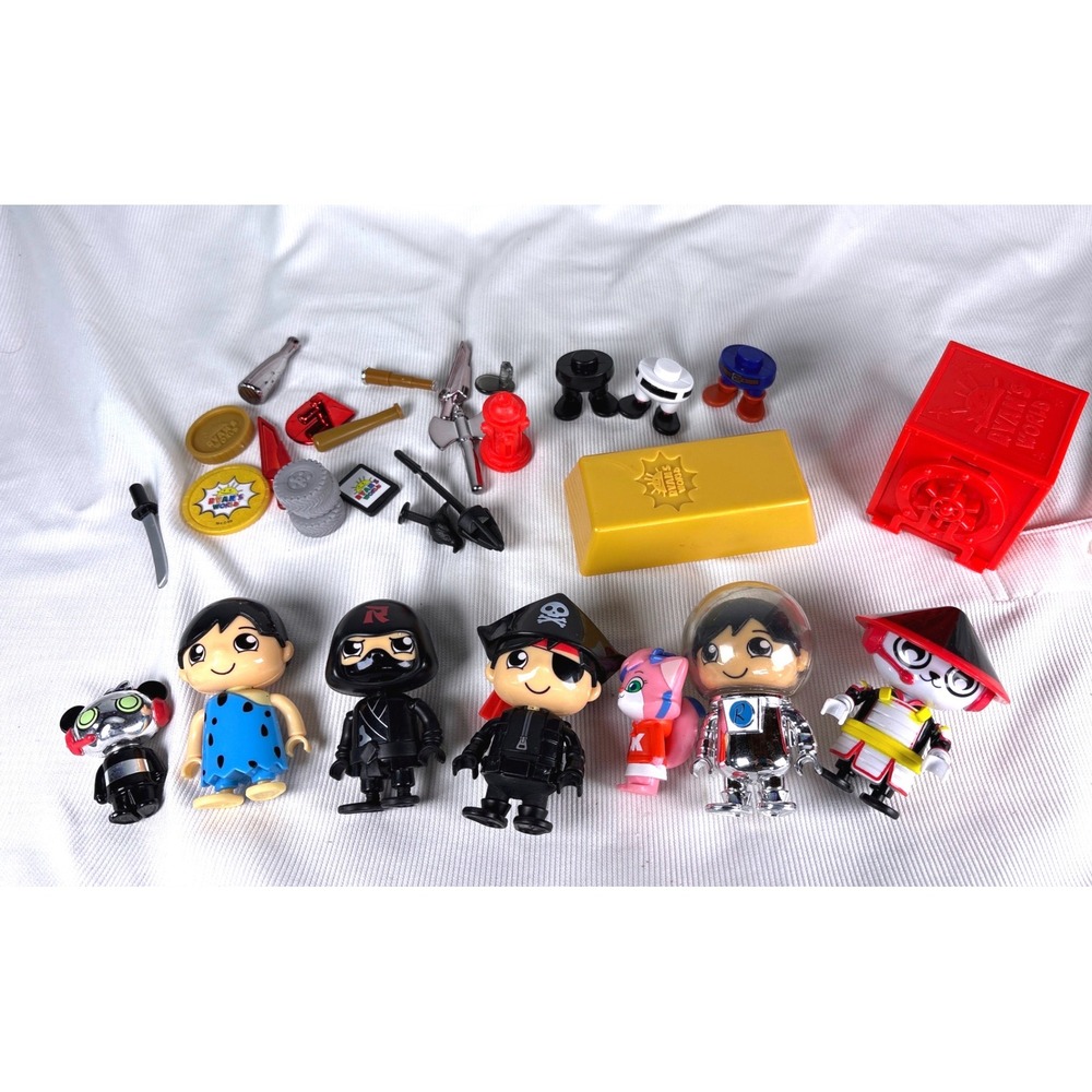 Ryans World Toy Figure Lot Ninja Pirate Astronaut Caveman Accessories Vault